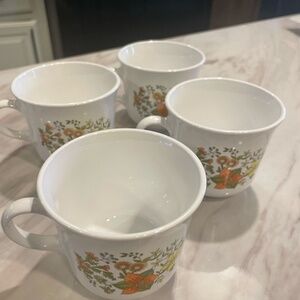 CORELLE BY CORNING SET OF 4 INDIAN SUMMER FLORAL COFFEE/TEA MUGS